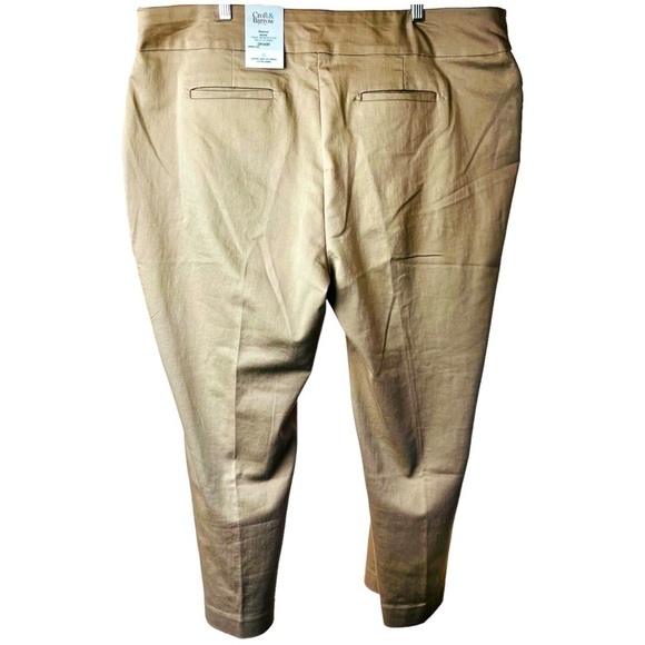 Croft & Barrow The Effortless Stretch Pants Khaki Boot Cut Mid Rise Petite 22W - Picture 6 of 16